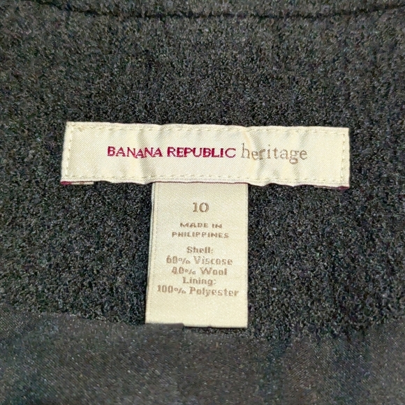 Banana Republic Heritage Black Wool Blend Blazer Tan Piping Academia Preppy 10 - Picture 5 of 9